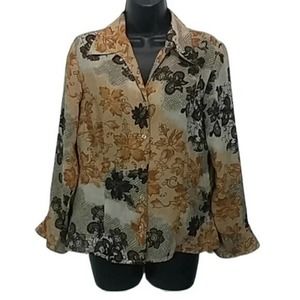 apostrophe 8P semi sheer button front shirt *